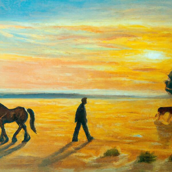 "Spaziergang mit dem Hund Reiten Sonnenbaden"