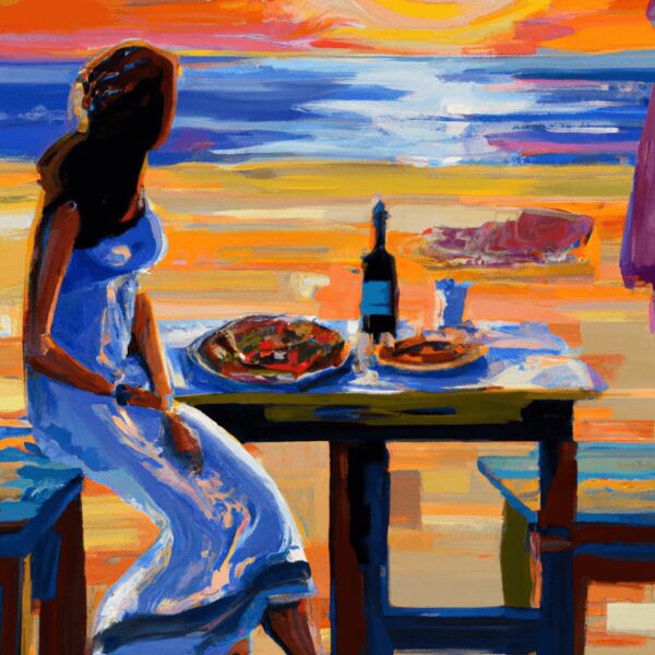 Den Sonnenaufgang am Meer anschauen und bis zum Sonnenuntergang die griechische Landschaft und das griechische Essen genießen. Am Abend den Sonnenuntergang im Sand sitzend anschauen.