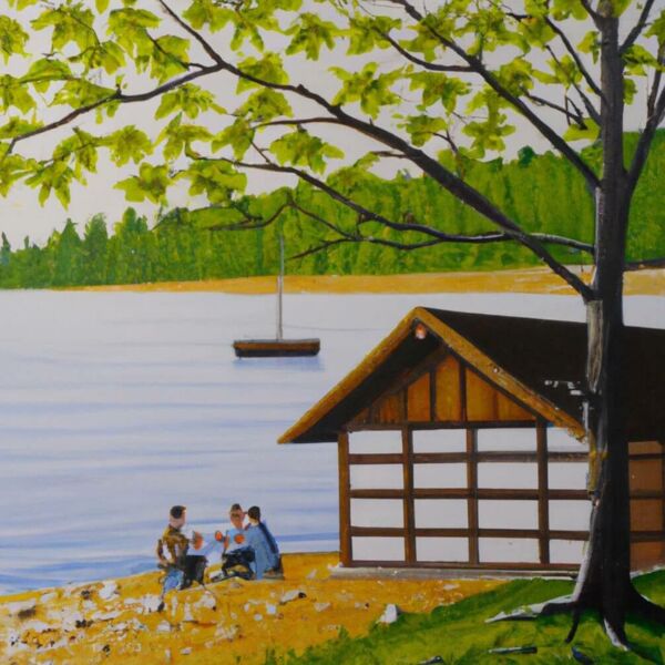 Ausschlafen, Sektfrühstück, schwimmen im See, Picknick, abends grillen, übernachten in einer Holzblockhütte oder in einem Baumhaus.