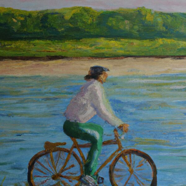 Einen Ausflug mit dem Fahrrad an den Fluss.