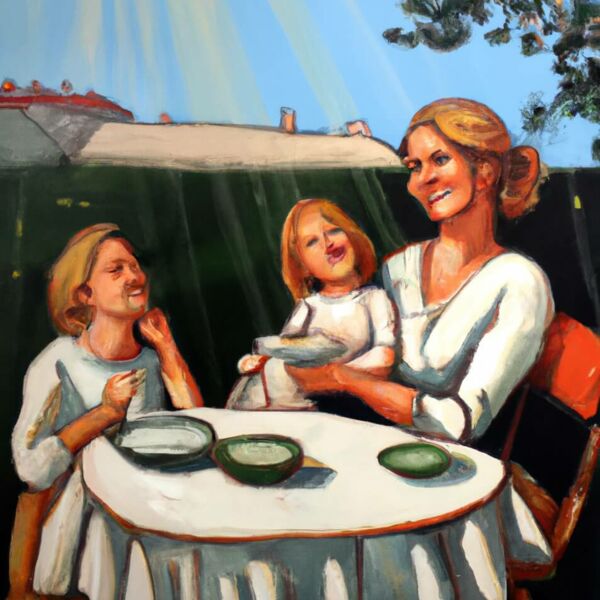 Lecker essen gehen und mit den kindern kuscheln